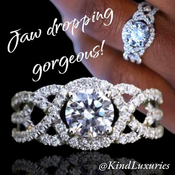 ❤️035❤️ 925 Twisted Shank Diamond Ring, 2.0 to 2.5 cts. 5.78 grams weight. NWOT. - Picture 1 of 12